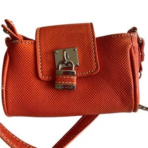 Nine West Bold Orange Crossbody Bag with Leopard Print Lining